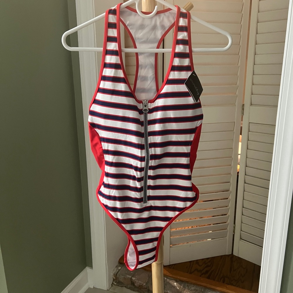 Smart & Sexy Red and White Striped Swimsuit